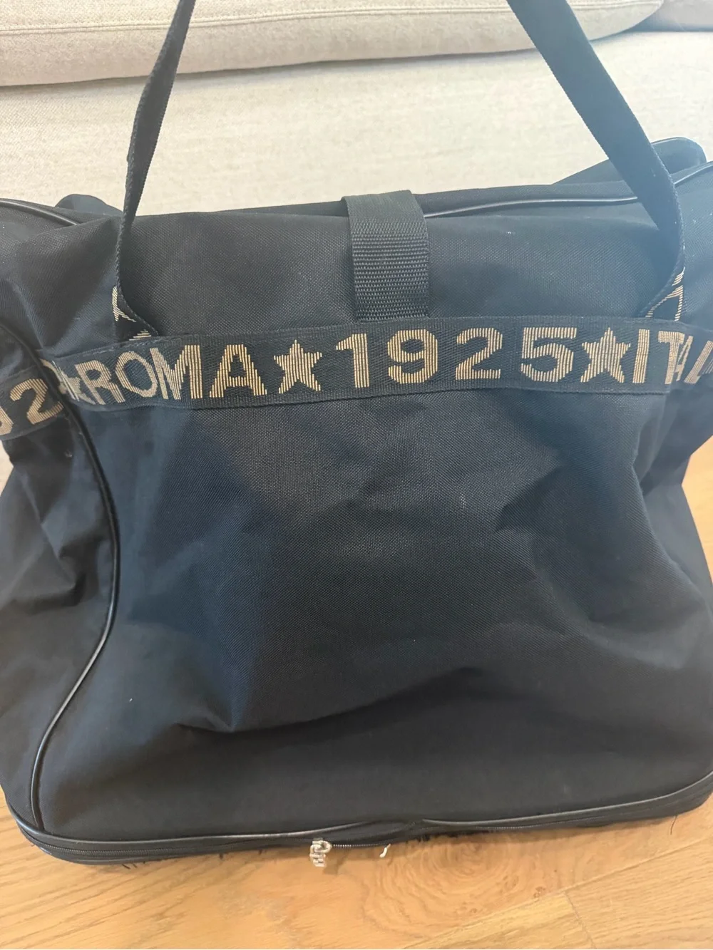Fendi Black Duffel with Branded Gold-Tone Strap